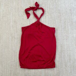 Vintage Y2K 2006 Banana Republic Red Silk Halter Knit Blouse Top S